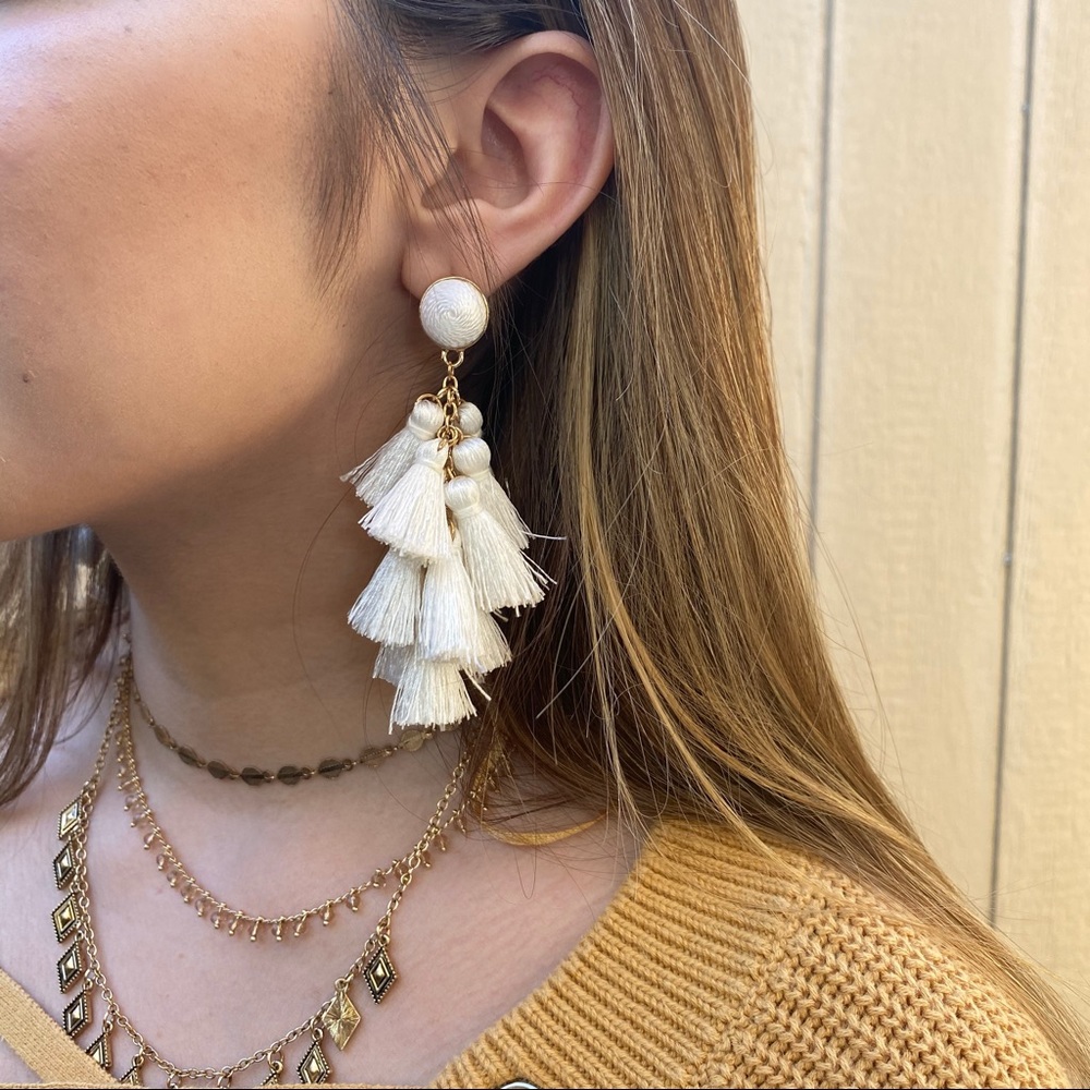 Baublebar white tassel earrings 🍒